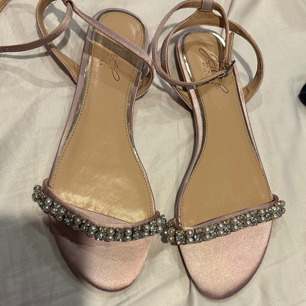 Badgley Pink Satin Sandals.
